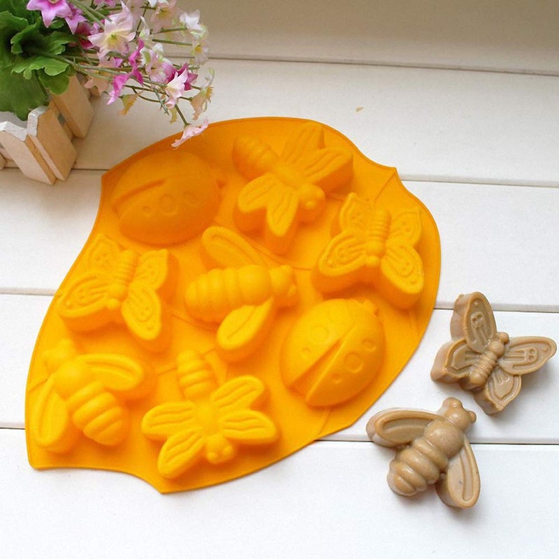 HiParty 2Pcs 8 Cavity Insect Butterfly Dragonfly Bee Ladybug Silicone Cake Molds Ice Tray Pudding Jelly Dessert Chocolate Mould Baking Cake Pan Fondant Cake Mold Baking Bakeware Tool - Image 3